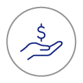 An icon of a hand holding up a dollar sign, representing easy access to your money.